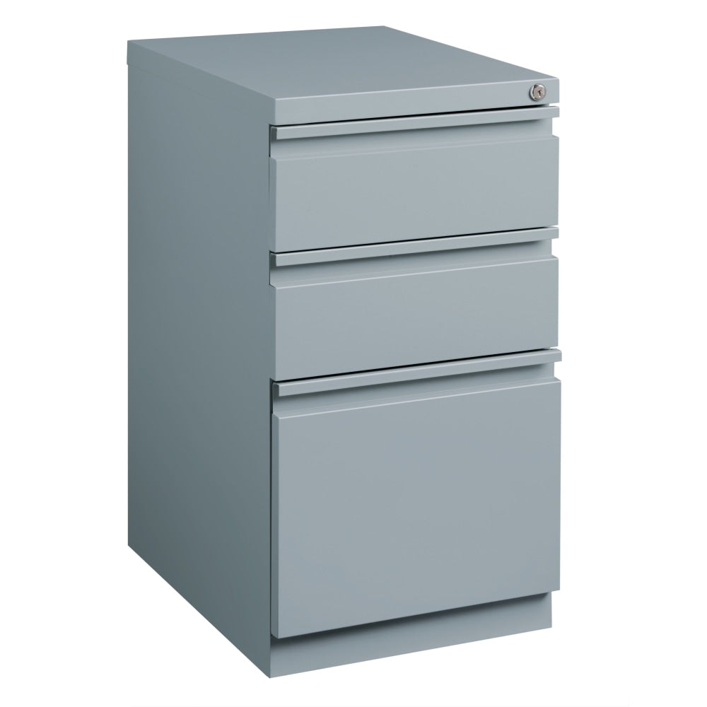 Hirsh 20inD Vertical 3-Drawer Mobile Pedestal File Cabinet, Platinum