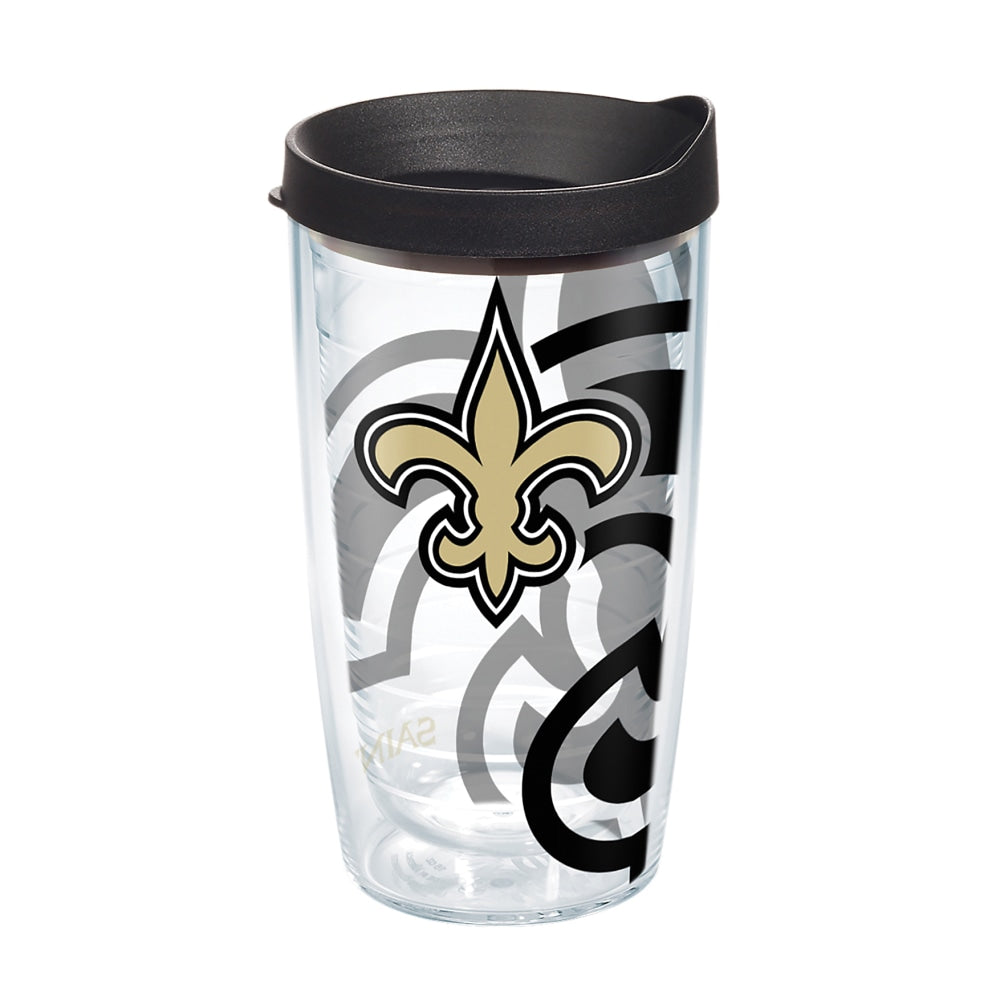 Tervis NFL Tumbler With Lid, 16 Oz, New Orleans Saints, Clear