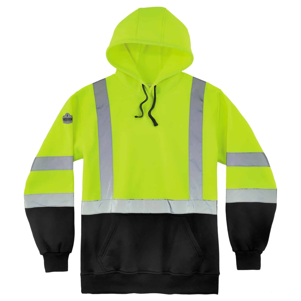 Ergodyne GloWear 8373 Class 3 Hi-Vis Pullover Hoodie, 4X, Black/Lime