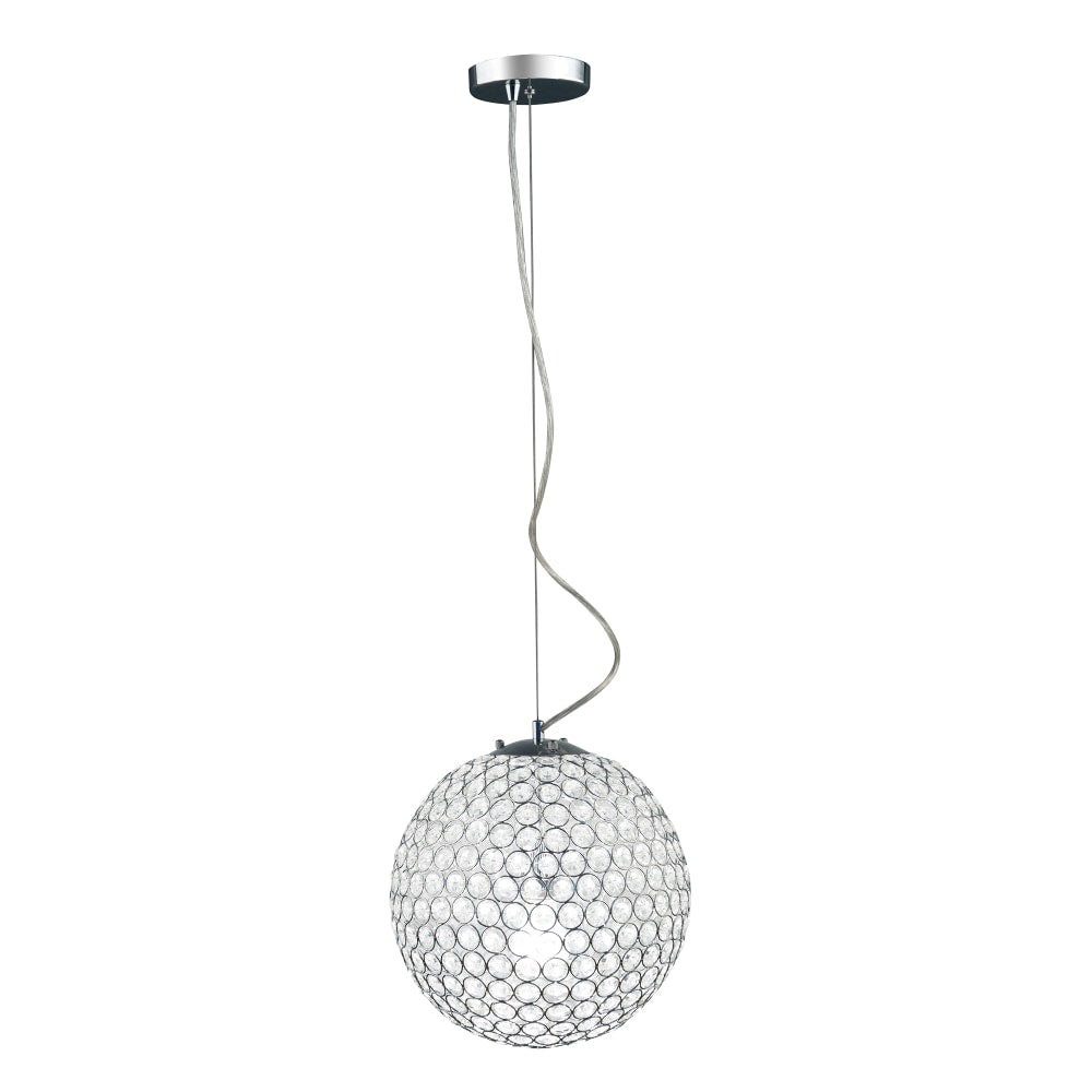 Elegant Designs Crystal Pendant Sphere Hanging Light, 12inW, Chrome