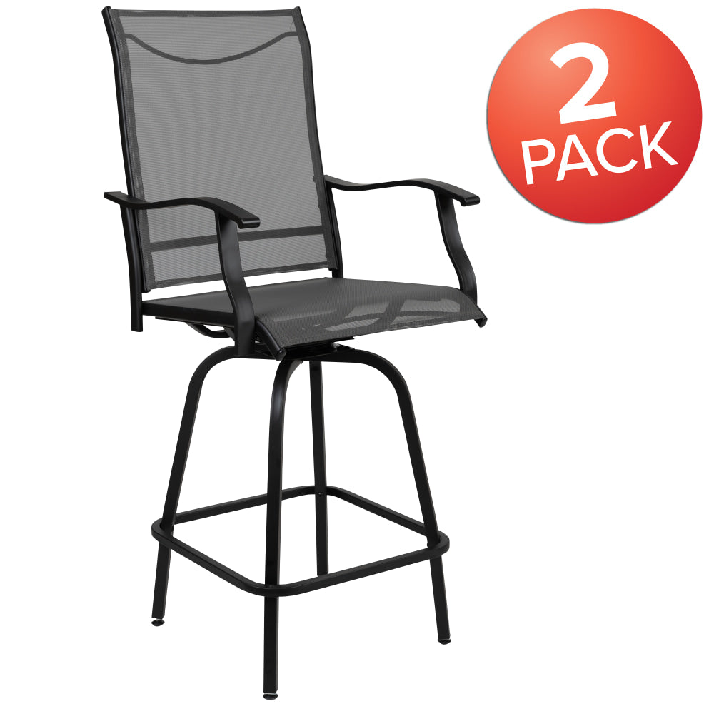 Flash Furniture Valerie Patio Bar Stools, Gray, Set Of 2 Stools