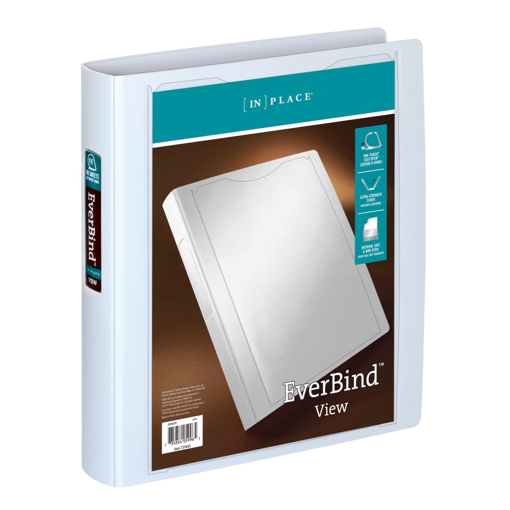 Office Depot Brand EverBind View 3-Ring Binder, 1 1/2in D-Rings, White