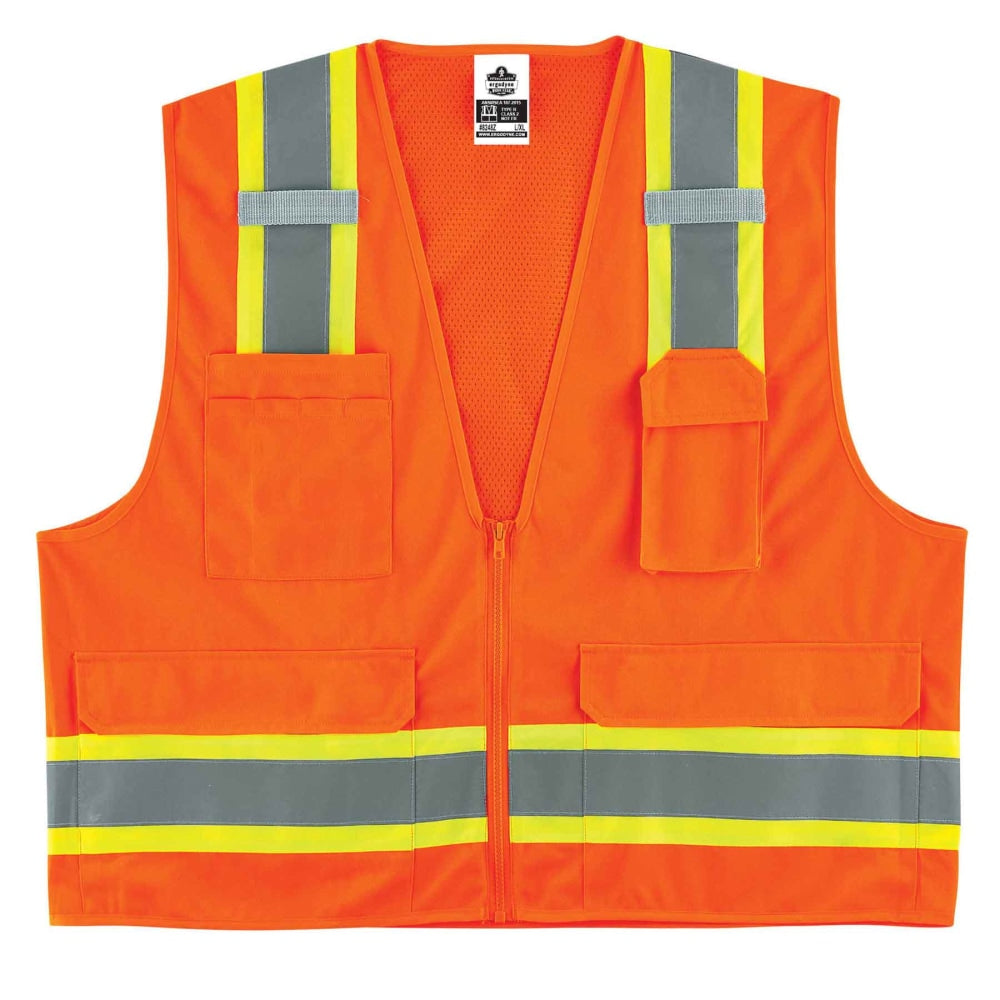 Ergodyne GloWear Safety Vest, 2-Tone Surveyors, Type-R Class 2, Large/X-Large, Orange, 8248Z