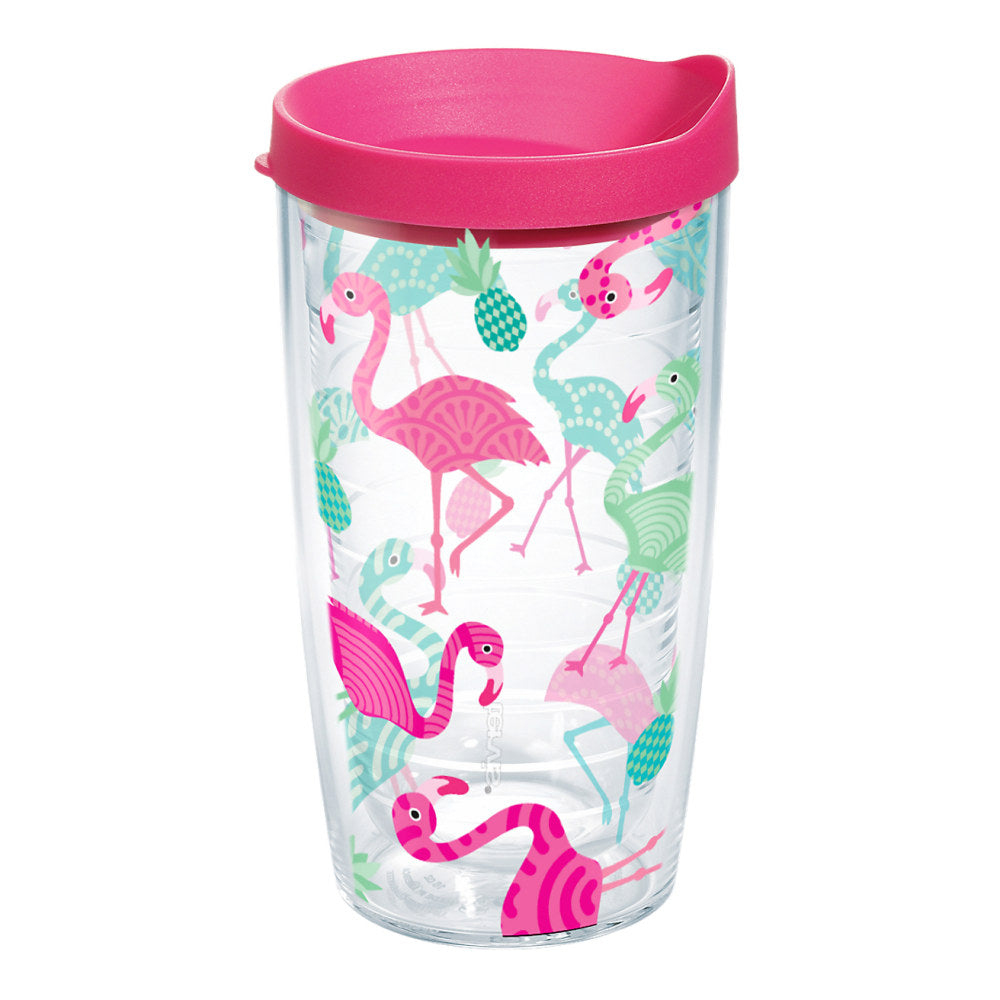 Tervis Flamingo Tumbler With Lid, 16 Oz, Clear