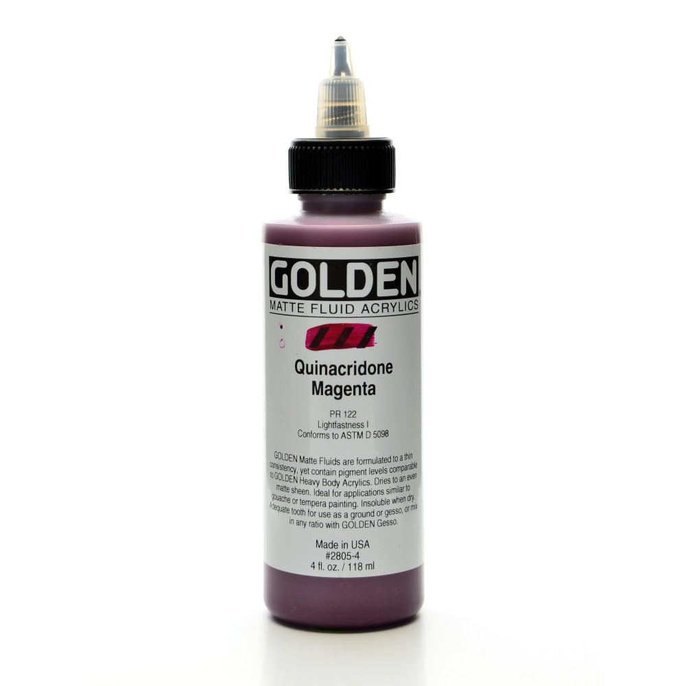 Golden Matte Fluid Acrylic Paint, 4 Oz, Quinacridone Magenta