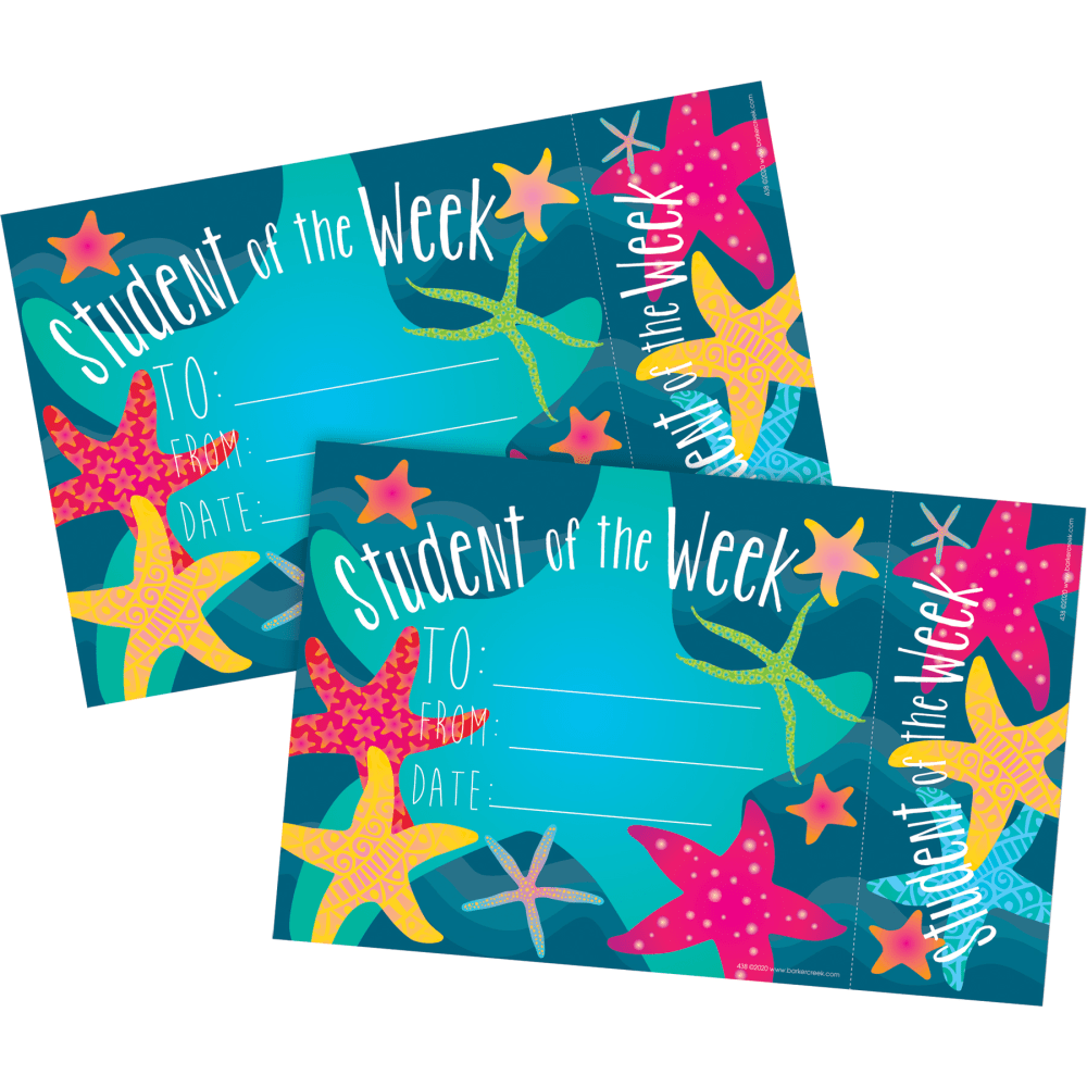 Barker Creek Kai Ola Awards & Bookmarks, Student of the Week, 8-1/2in x 5-1/2in, Set Of 60