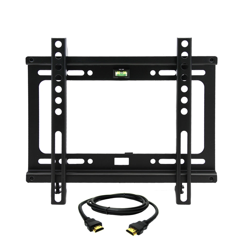 MegaMounts Fixed Wall Mount For 17 - 42in Displays With Bubble Level And HDMI Cable, 6.8inH x 10.19inW x 0.88inD, Black