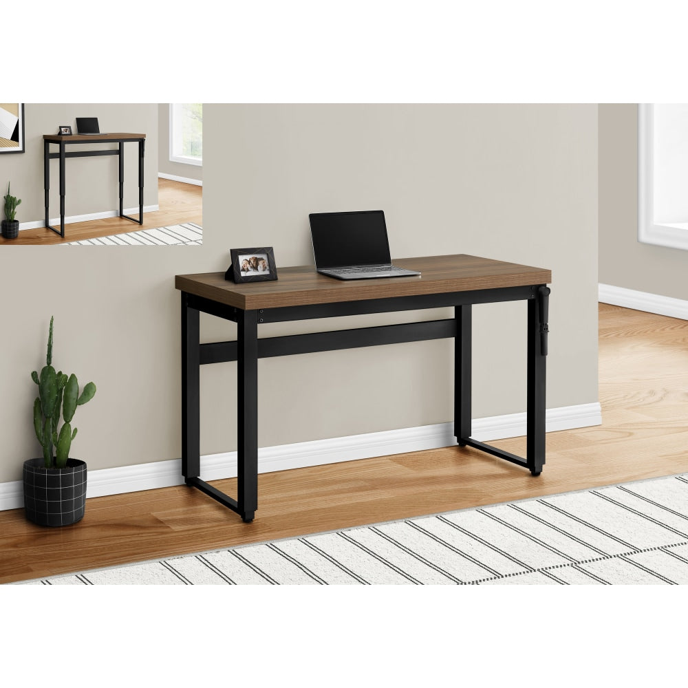 Monarch Specialties Watts 48inW Adjustable-Height Computer Desk, Walnut/Black