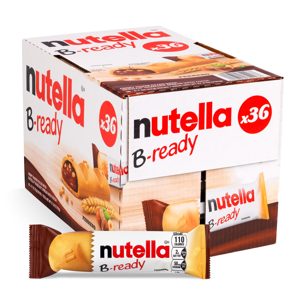 Nutella B-Ready Wafer Snacks, Box Of 36 Snacks