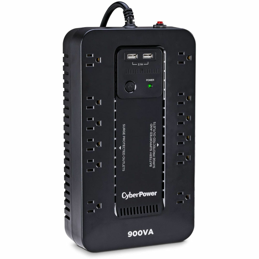 CyberPower ST900U Standby UPS Systems - 900VA/500W, 120 VAC, NEMA 5-15P, Compact, 12 Outlets, PowerPanel Personal, $125000 CEG, 3YR Warranty