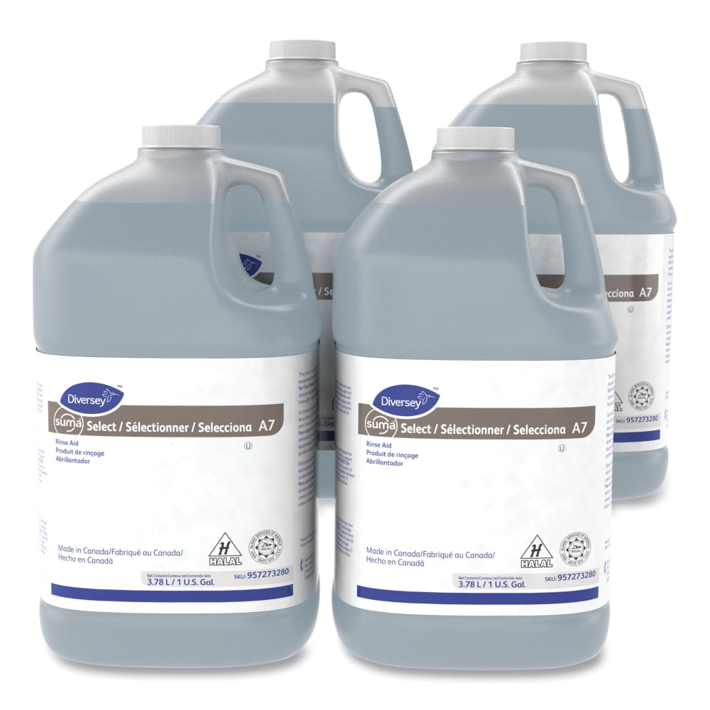 Diversey Suma Select A7 Rinse Aids, 1 Gallon, Pack Of 4 Jugs