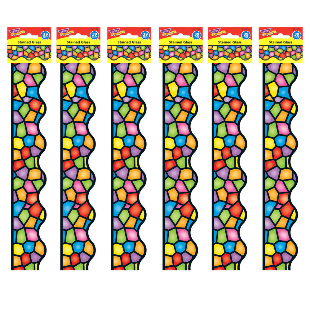 Trend Terrific Trimmers, Stained Glass, 39ft Per Pack, Set Of 6 Packs