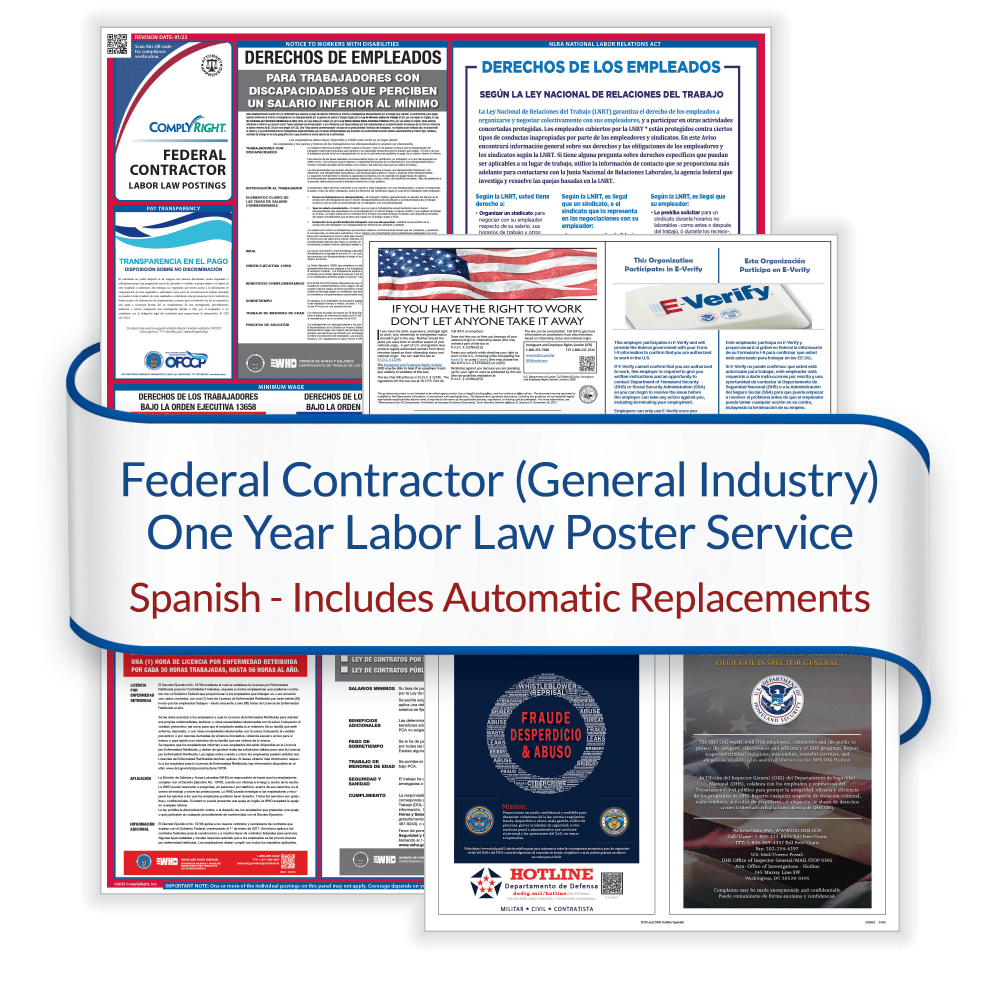 ComplyRight Federal Contractor General Industry Labor Law 1-Year Poster Service, Spanish