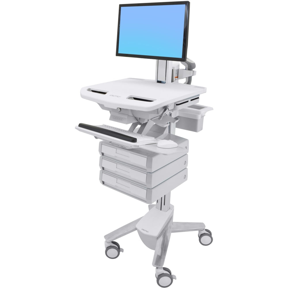 Ergotron StyleView Cart with LCD Pivot, 3 Drawers (1x3) - Up to 24in Screen Support - 37.04 lb Load Capacity - Floor - Plastic, Aluminum, Zinc-plated Steel