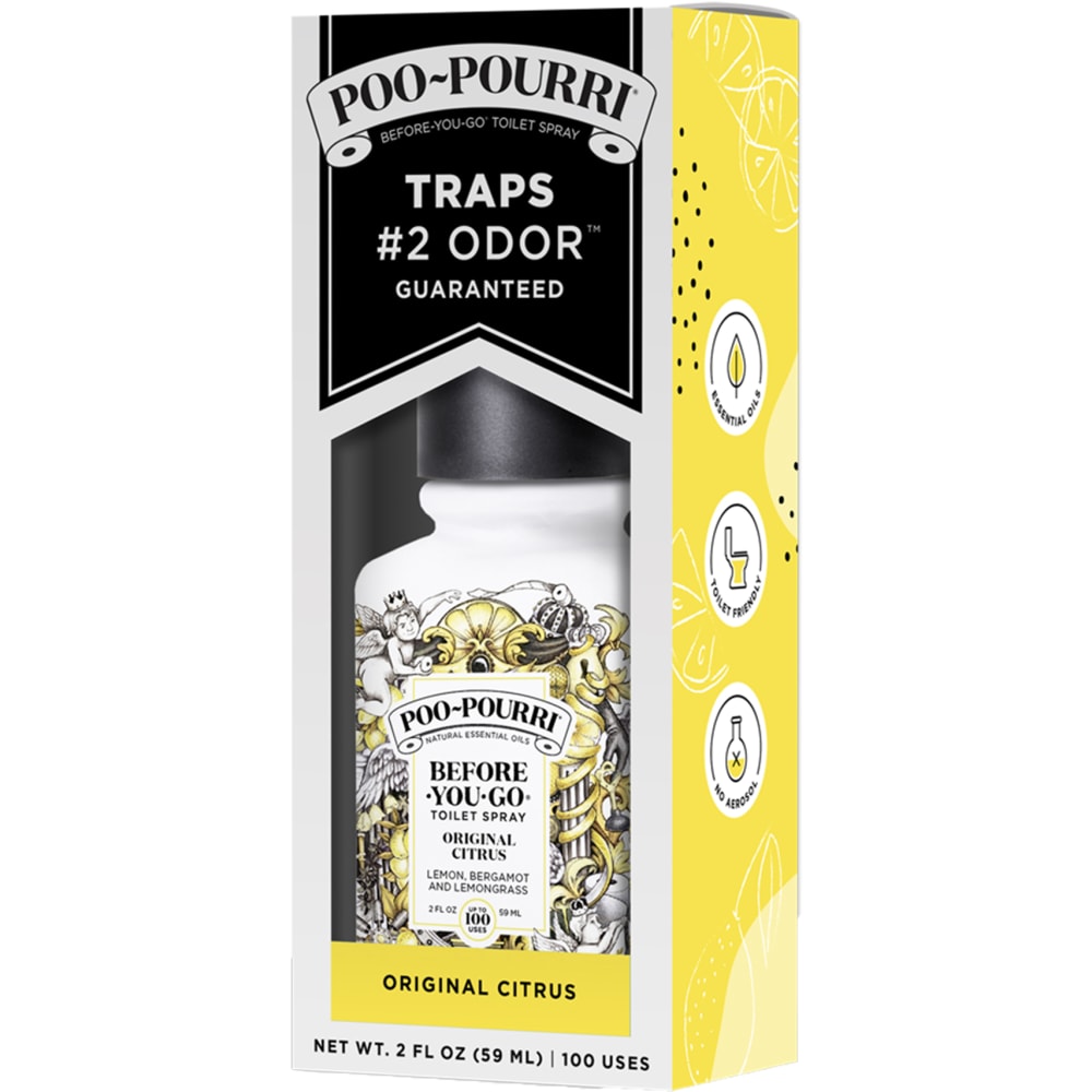 Poo-Pourri Before You Go Toilet Spray, 2 Oz, Citrus + Bergamot + Lemon + Lemongrass, Pack Of 12 Bottles