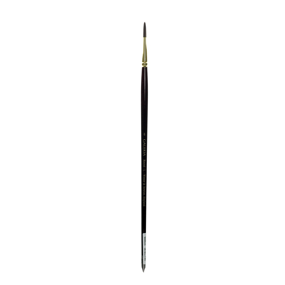 Winsor & Newton Galeria Long-Handle Paint Brush, Size 6, Round Bristle, Polyester, Burgundy