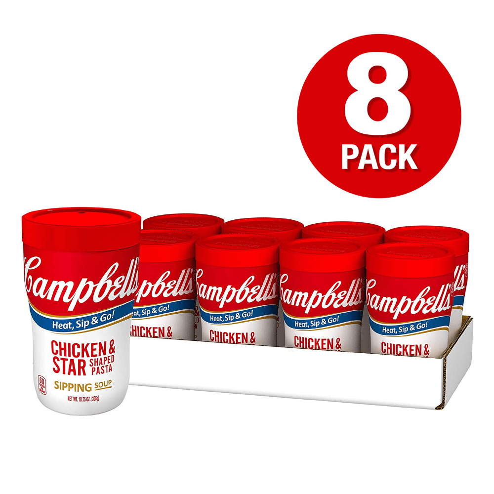 Campbells Chicken And Stars Sipping Soup, 10.75 Oz, Pack Of 8 Cups