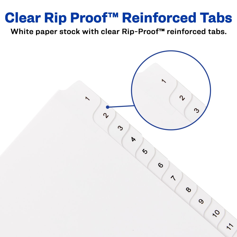 Avery Allstate-Style Collated Legal Exhibit Dividers, 8 1/2in x 11in, White Dividers/White Tabs, 1-25, Pack Of 25 Tabs