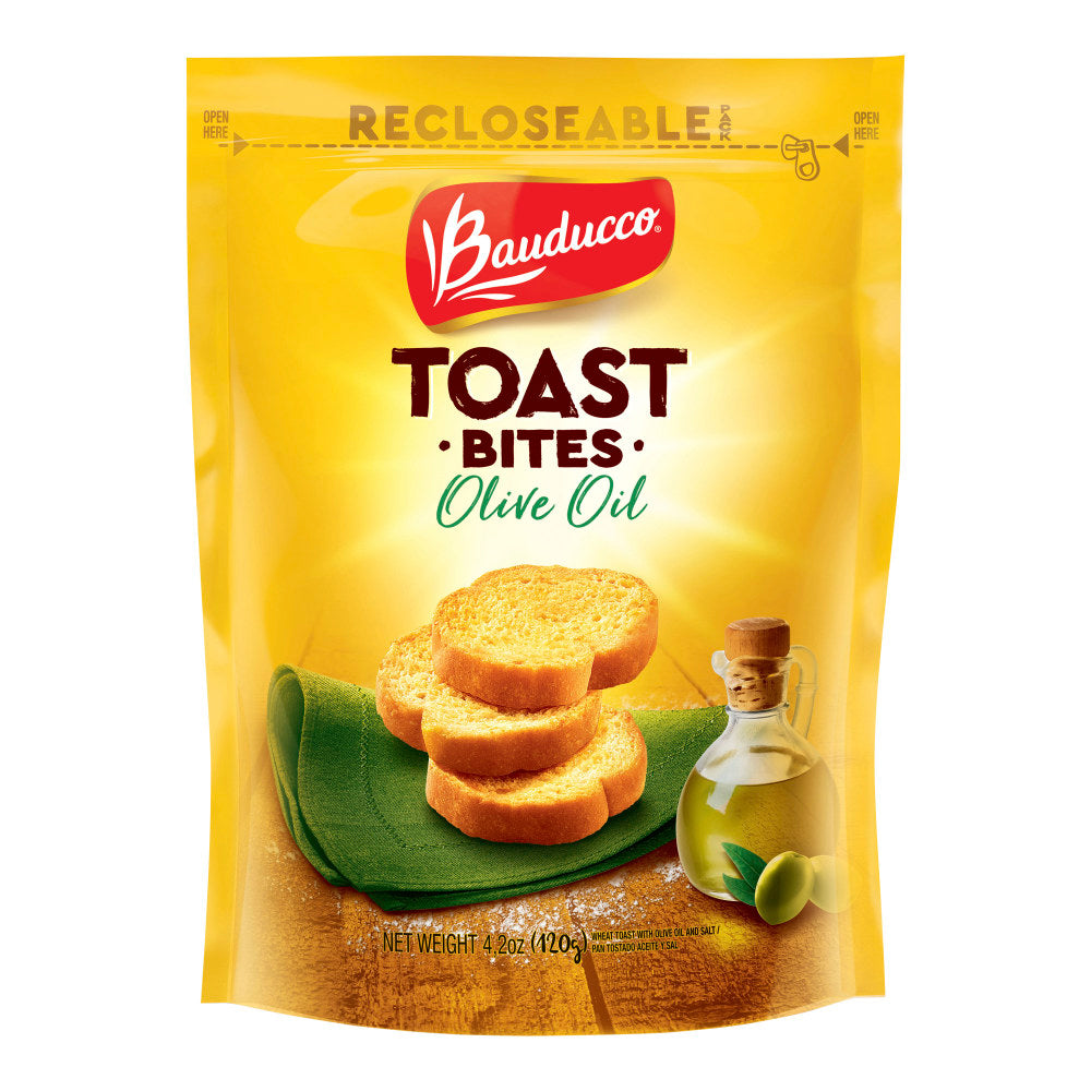 Bauducco Foods Olive Oil Toast Bites, 4.2 Oz, Pack Of 10 Bags