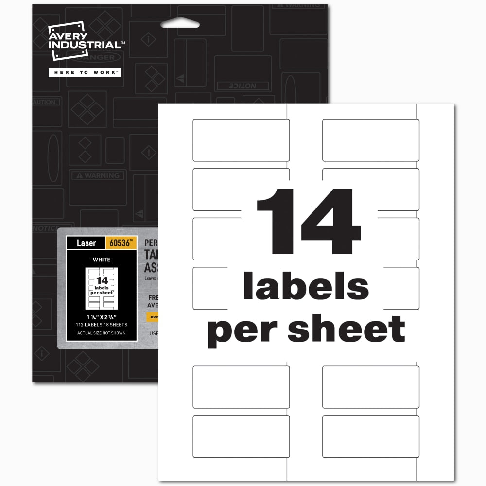 Avery PermaTrack Tamper-Evident Asset Tag Labels, 1-1/4in x 2-3/4in, White, Pack Of 112