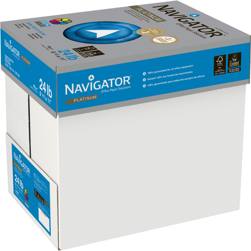 Navigator Platinum Office Multi-Use Printer & Copy Paper, Bright White, Letter (8.5in x 11in), 2500 Sheets Per Case, 24 Lb, 99 Brightness, Case Of 5 Reams