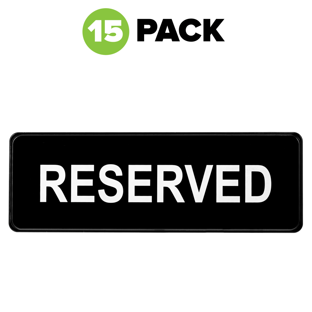 Alpine Reserved Signs, 3in x 9in, Black, Pack Of 15 Signs