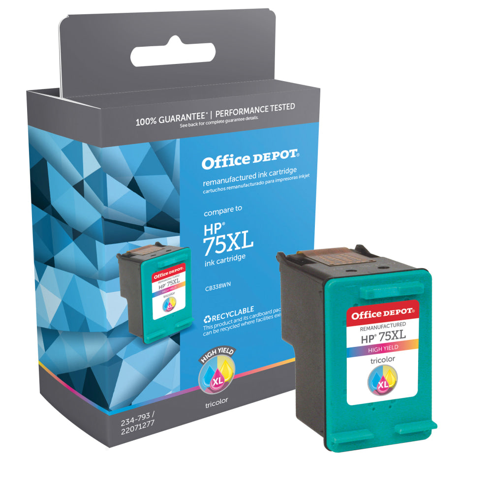 Office Depot Remanufactured Tri-Color High-Yield Ink Cartridge Replacement For HP 75XL