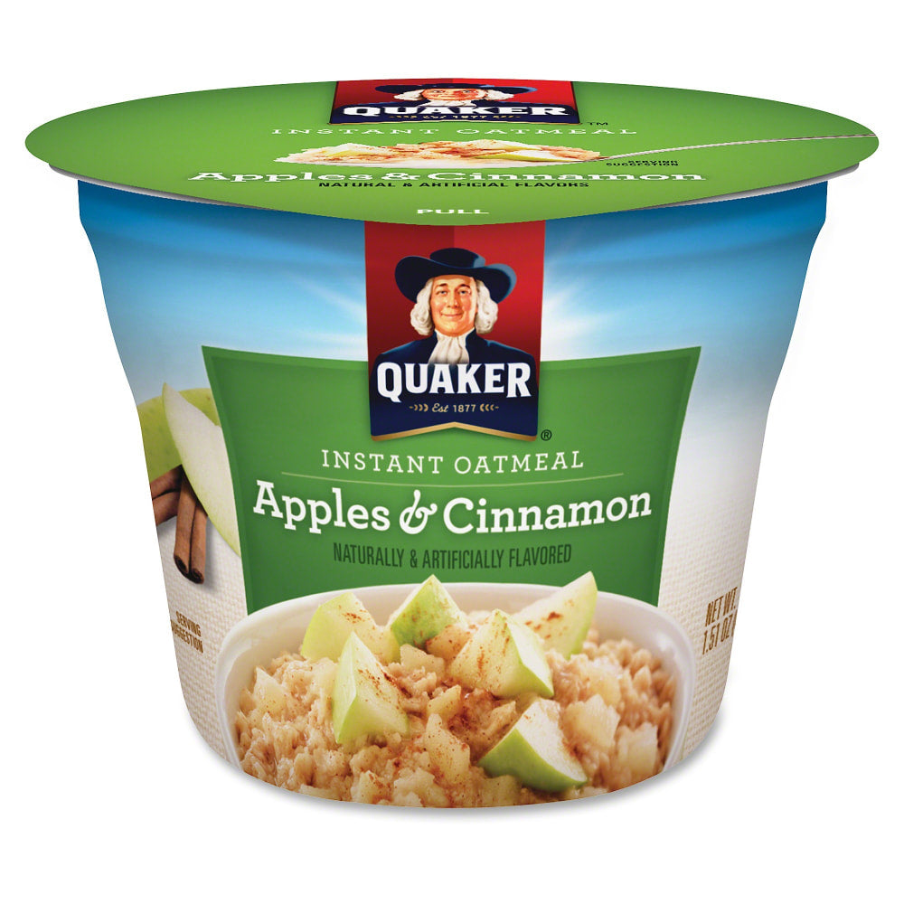 Quaker Express Oatmeal Cups, Apples & Cinnamon, 1.5 Oz, Pack Of 24