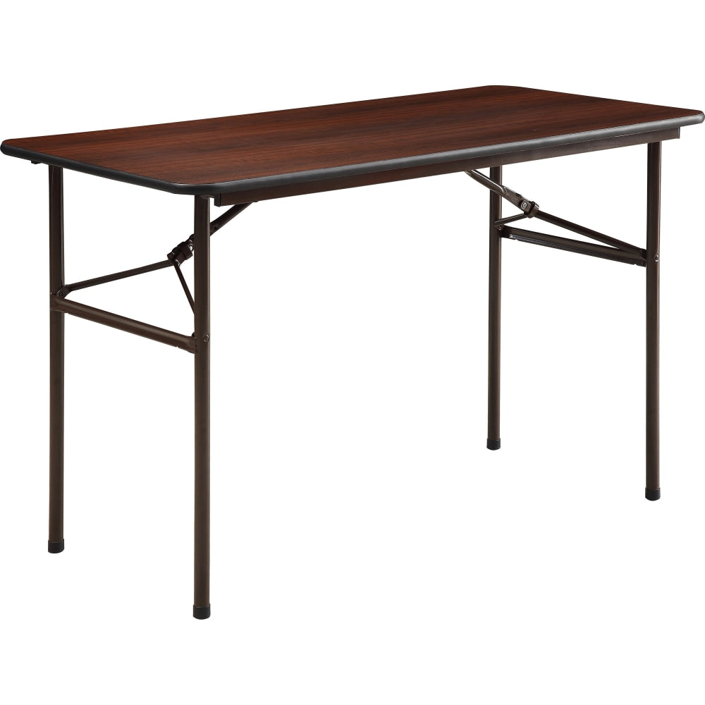 Lorell Laminate Economy Folding Table, 29inH x 48inW x 24inD, Mahogany