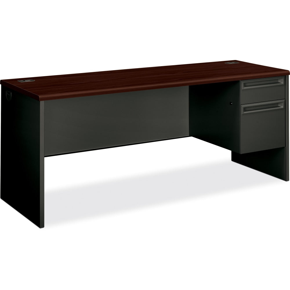 HON 38000 72inW Right-Pedestal Computer Desk Credenza With Lock, Mahogany/Charcoal