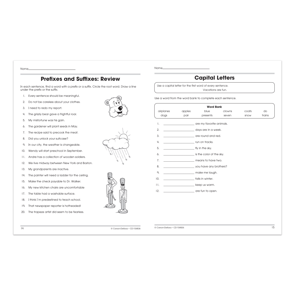 Carson-Dellosa 100+ Series Grammar Workbooks, Grades 3-4