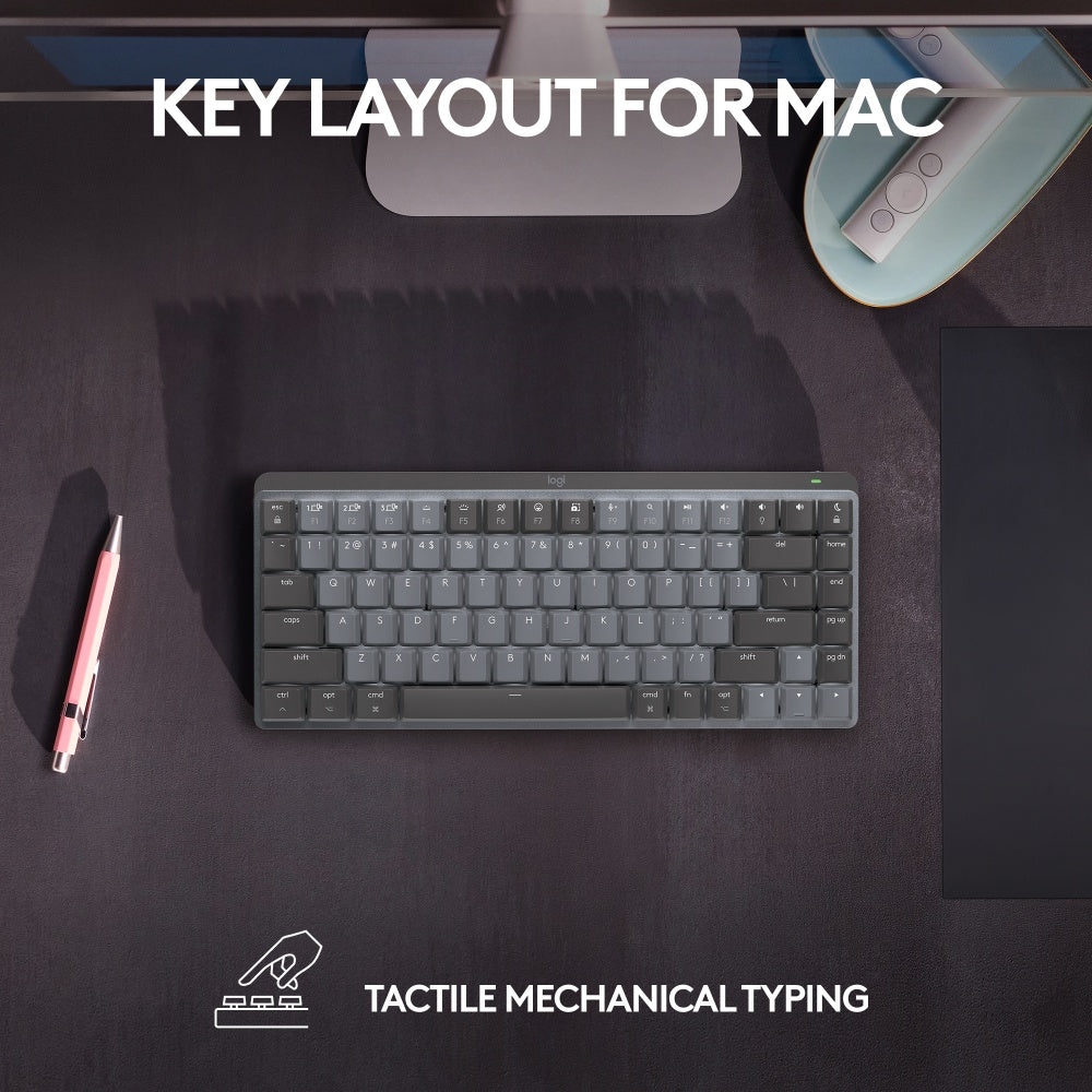 Logitech MX Mechanical Keyboard for Mac - Wireless Connectivity - Bluetooth - English - iPad - Mac - Mechanical/MX Keyswitch - Gray