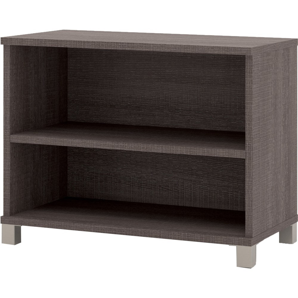 Bestar Pro-Linea Small Shelving Unit, 28-7/16inH x 35-5/8inW x 19-1/2inD, Bark Gray