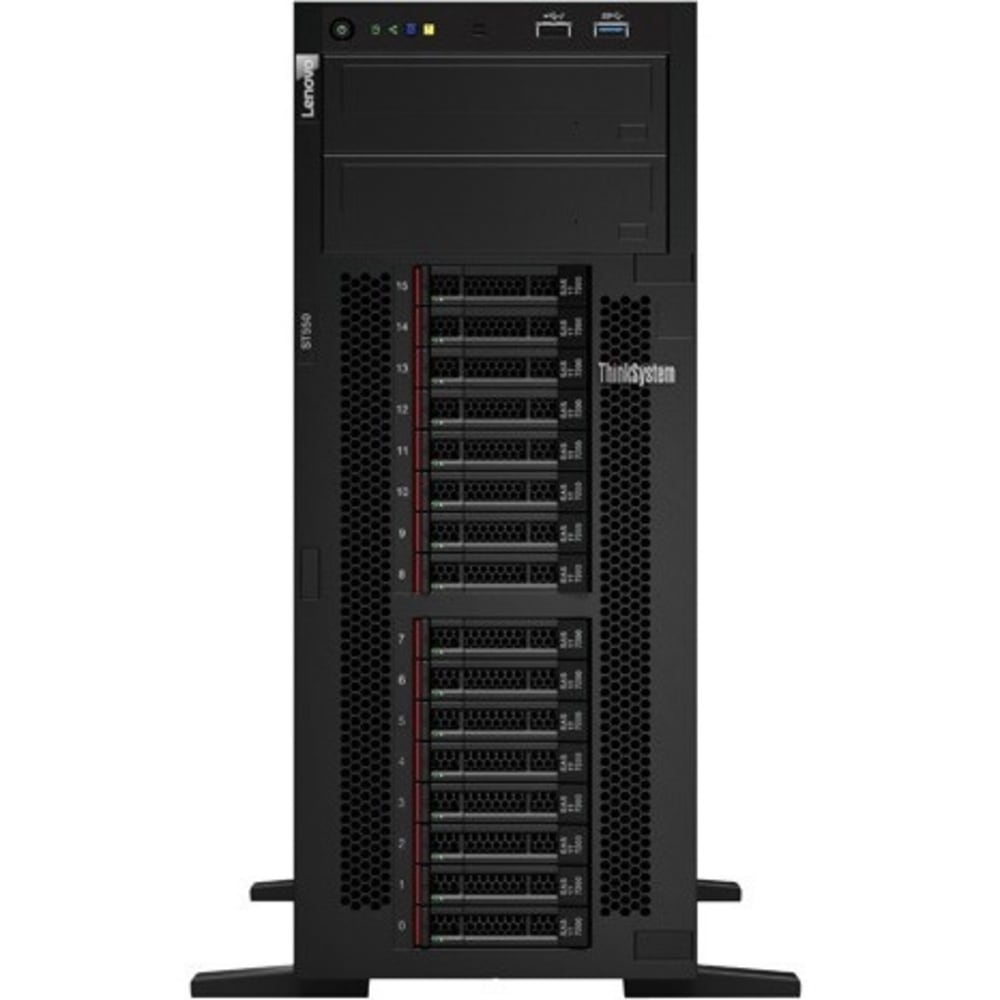 Lenovo ThinkSystem ST550 7X10A028NA 4U Tower Server - 1 x Xeon Silver 4110 - 16 GB RAM HDD SSD - 12Gb/s SAS, Serial ATA Controller - 2 Processor Support - 0, 1, 5, 10, 50, JBOD RAID Levels