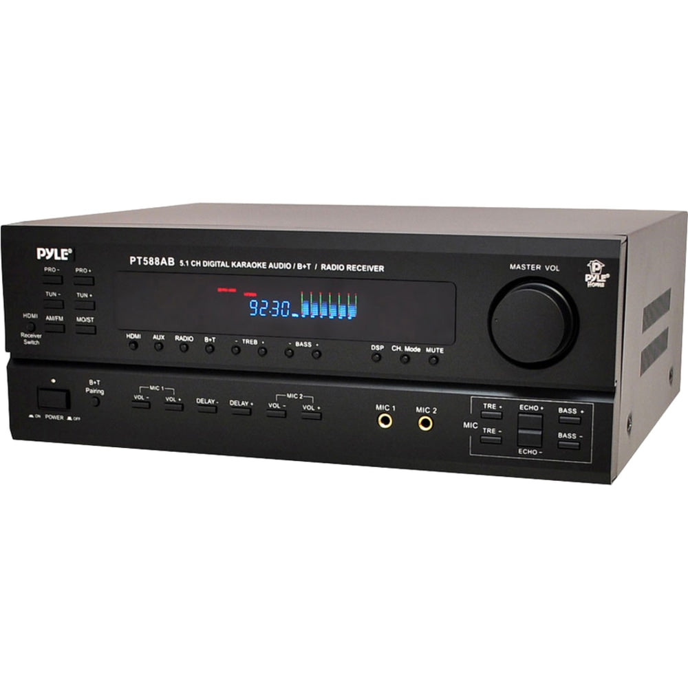 PyleHome PT588AB 3D A/V Receiver - 5.1 Channel - Black - Internet Streaming - 350 W - AM, FM - HDMI - 4 x HDMI In - 1 x HDMI Out