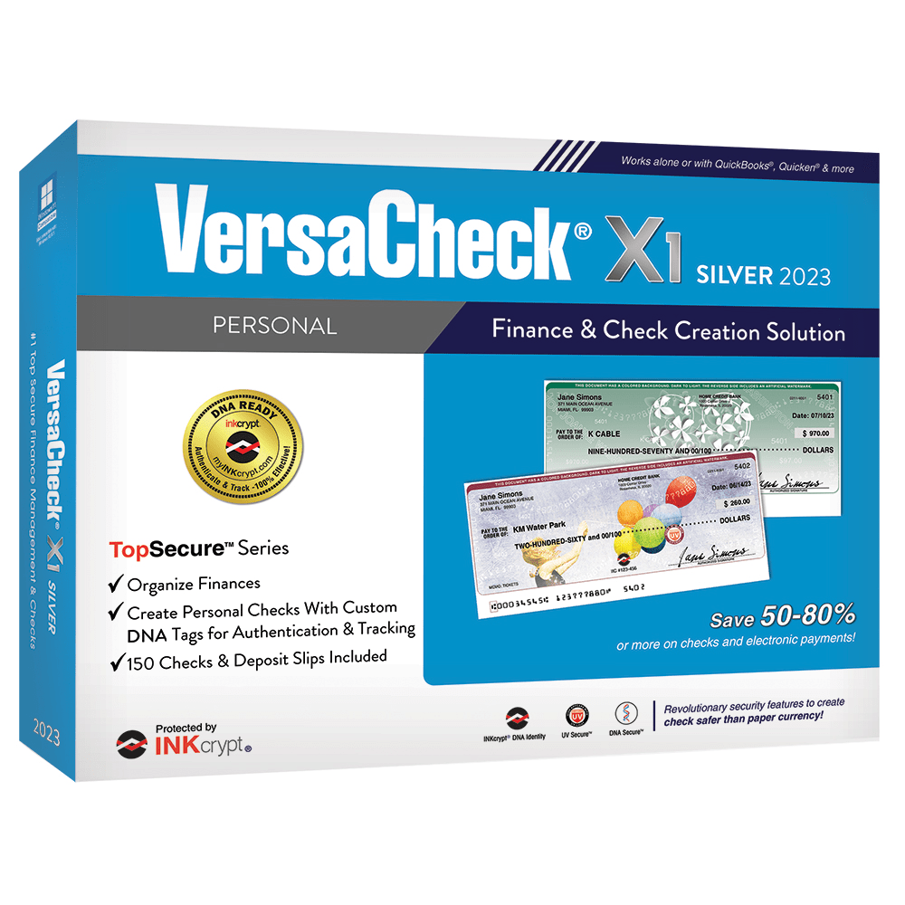 VersaCheck X1 INKcrypt Silver Software, 2023, Windows 8.1/10/11, Disc/Product Key