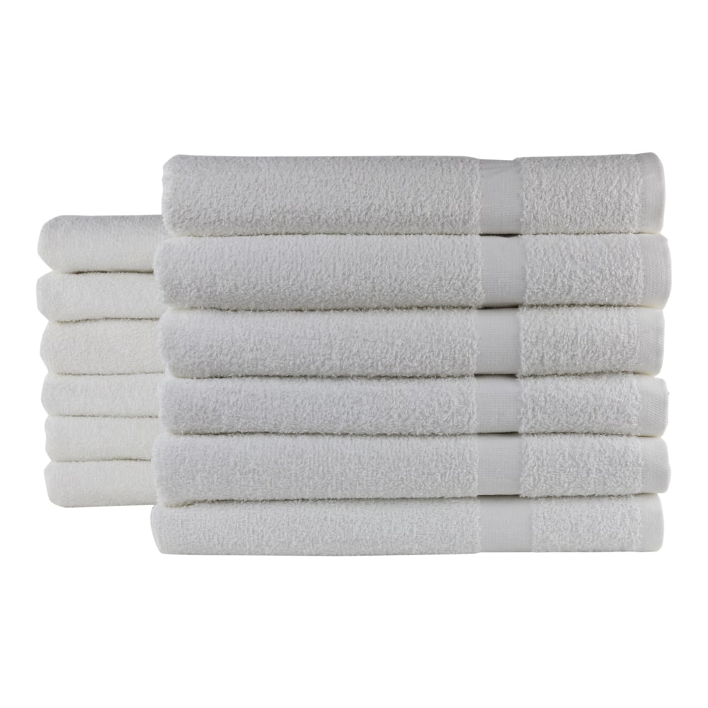 1888 Mills Durability Bath Towels, 25in x 50in, White, Pack Of 60 Towels