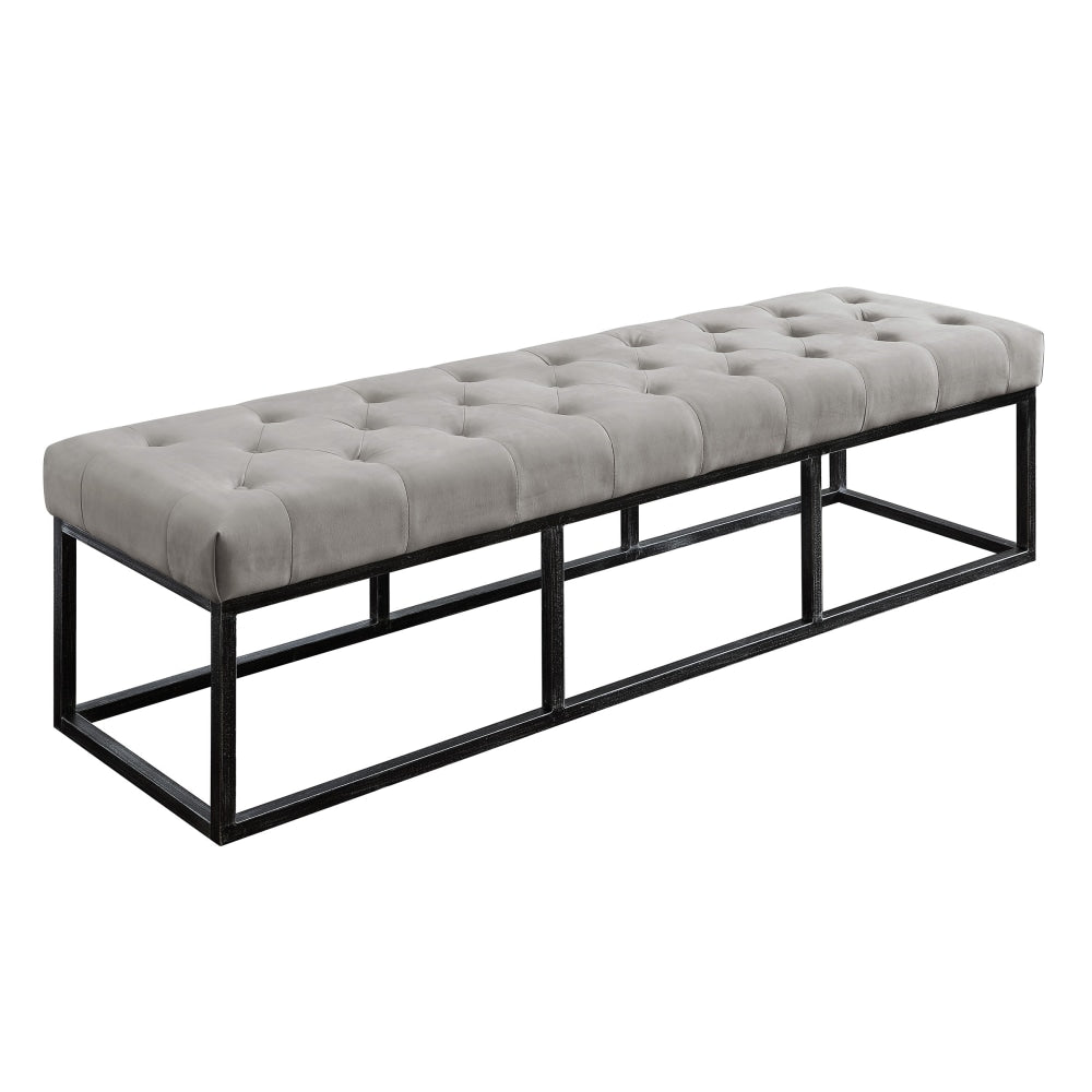 Serta Danes Tufted Bench, Pearl Gray/Iron