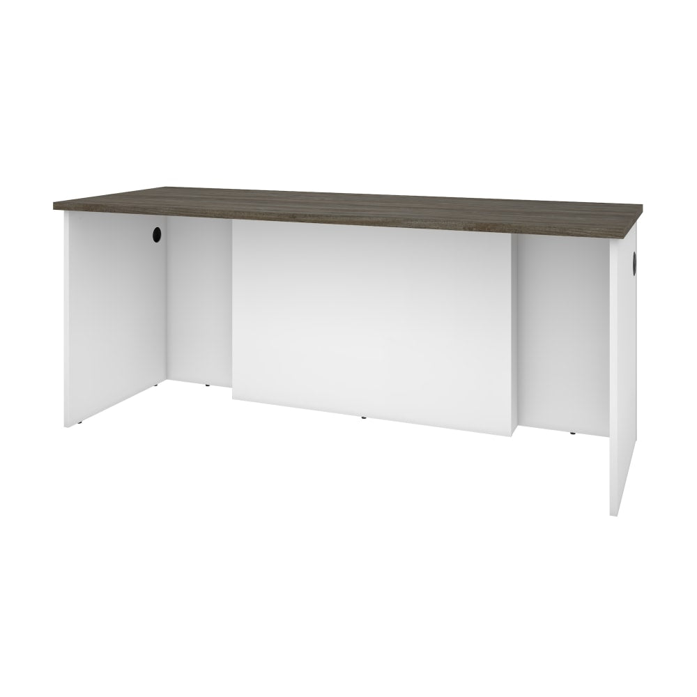 Bestar Norma 71inW Computer Desk Shell, Walnut Gray/White