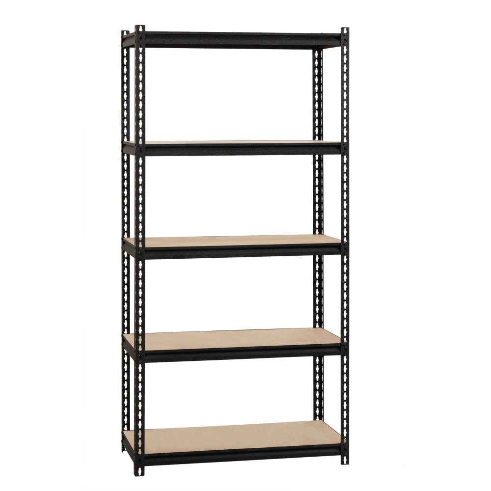 Lorell Iron Horse 2300 lb Capacity Riveted Shelving - 5 Shelf(ves) - 72in Height x 36in Width x 18in Depth - 30% Recycled - Black - Steel, Particleboard - 1 Each