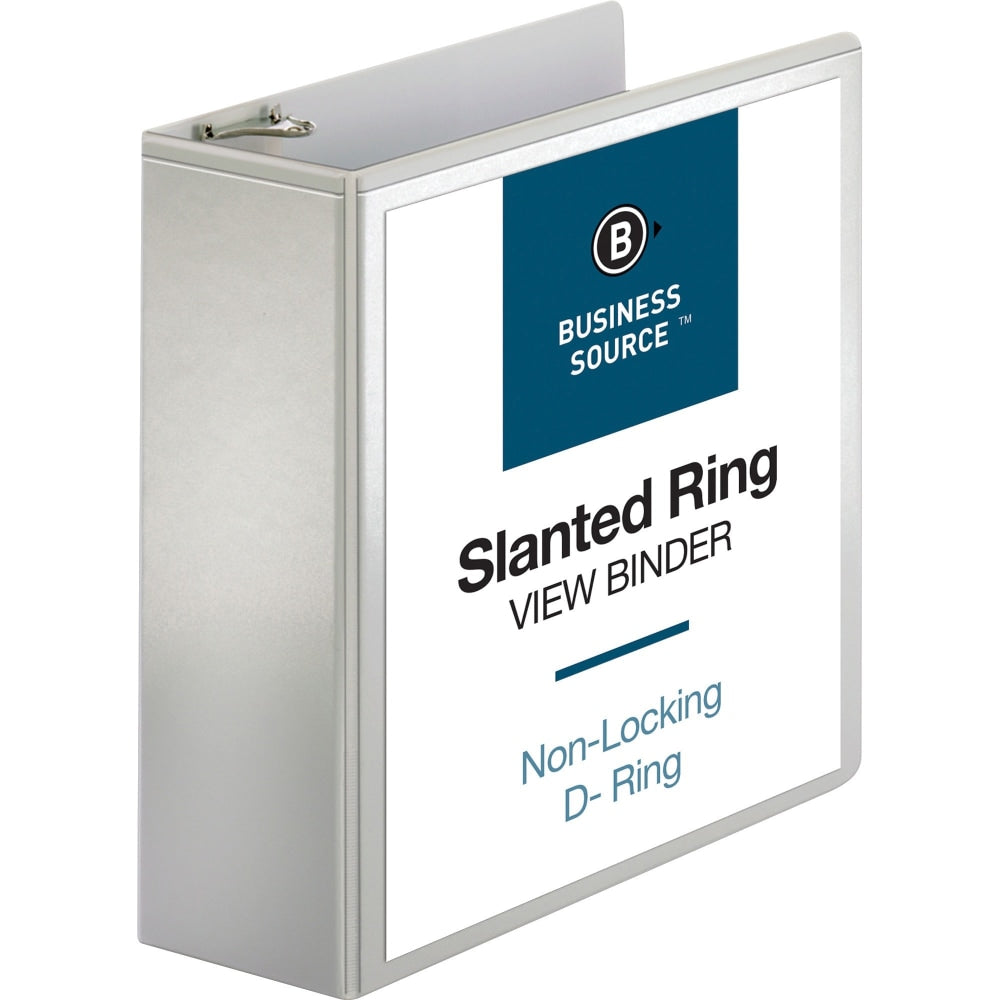 Business Source Basic D-Ring White View Binders - 4in Binder Capacity - D-Ring Fastener(s) - Polypropylene - White - 1.75 lb - 1 / Each