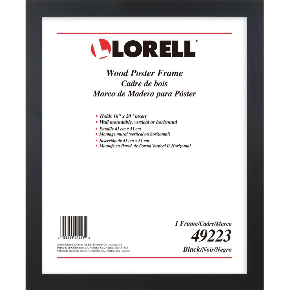 Lorell Poster Frame - 16in x 20in Frame Size - Rectangle - Horizontal, Vertical - 1 Each - Black