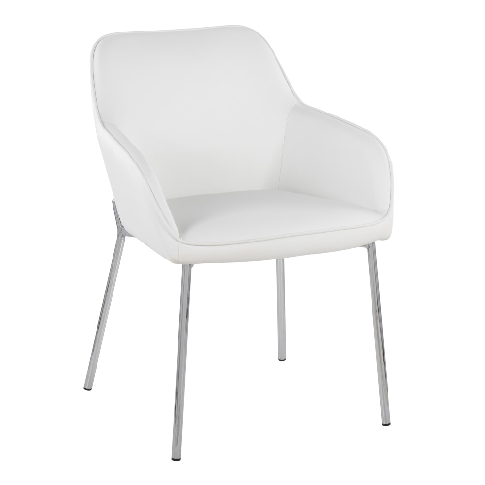 LumiSource Daniella Contemporary Dining Chairs, White/Chrome, Set Of 2 Chairs