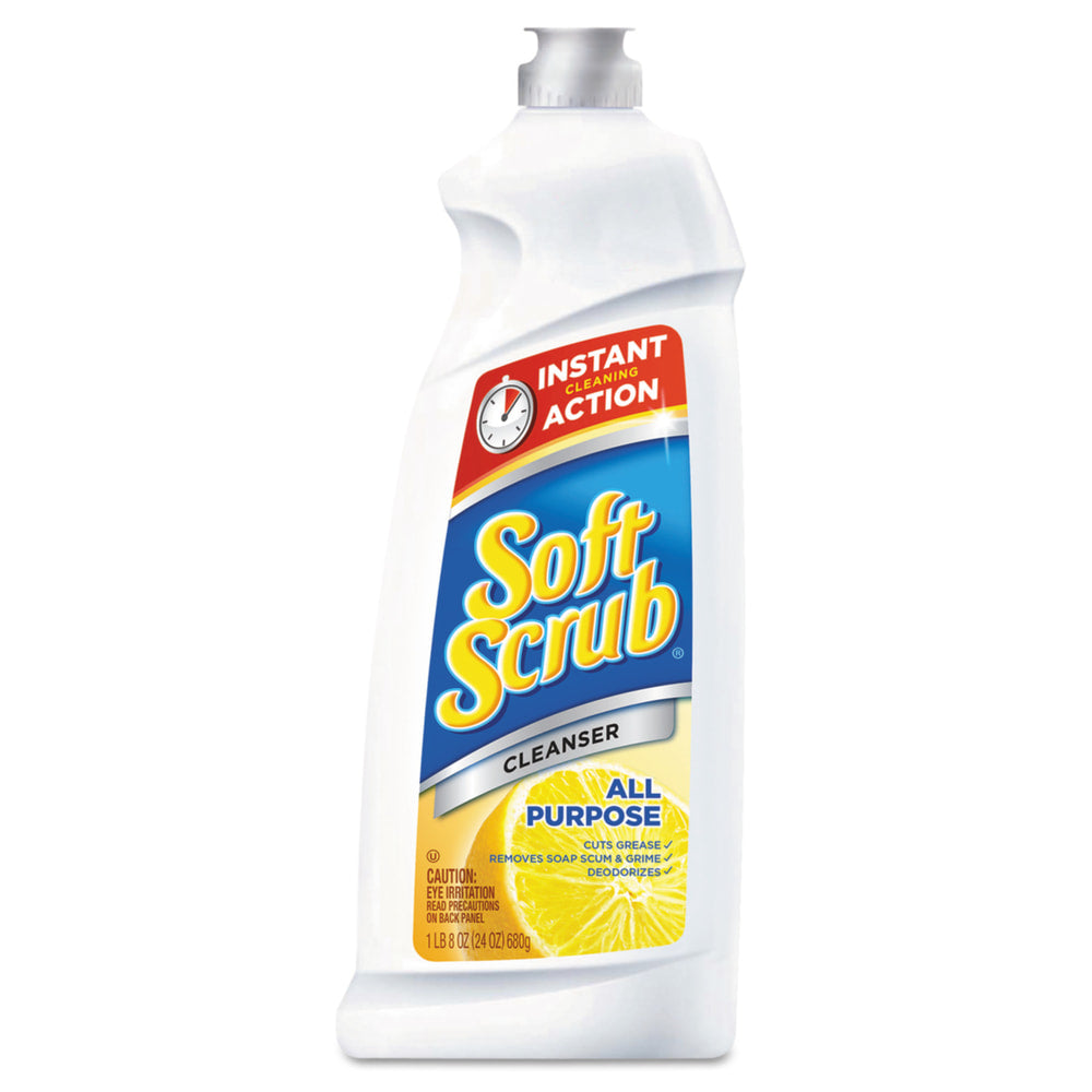 Soft Scrub Total All-Purpose Bath And Kitchen Cleaner, Lemon Scent, 24 Oz Bottle, Case Of 9