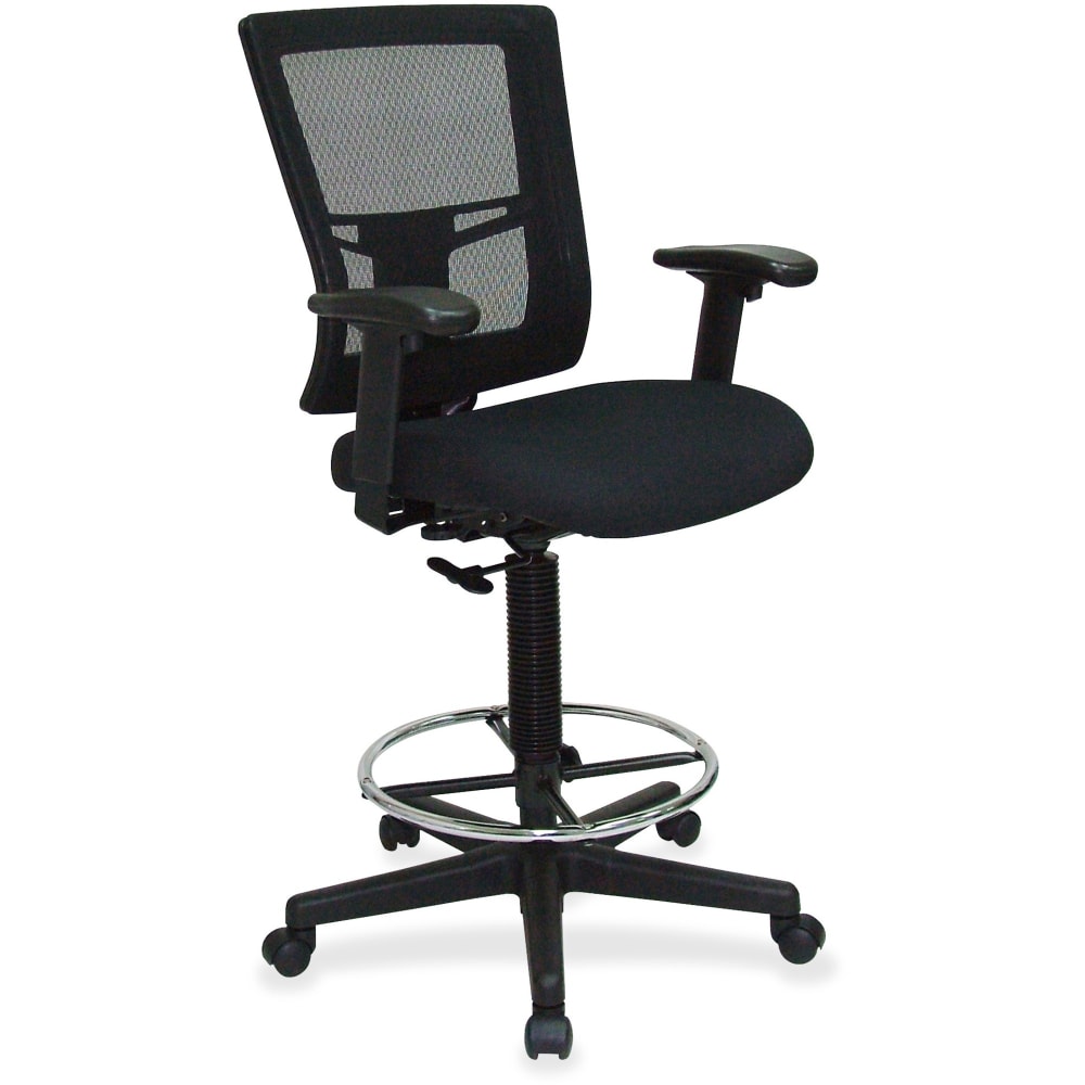 Lorell Breathable Mesh/Fabric Drafting Stool, Black