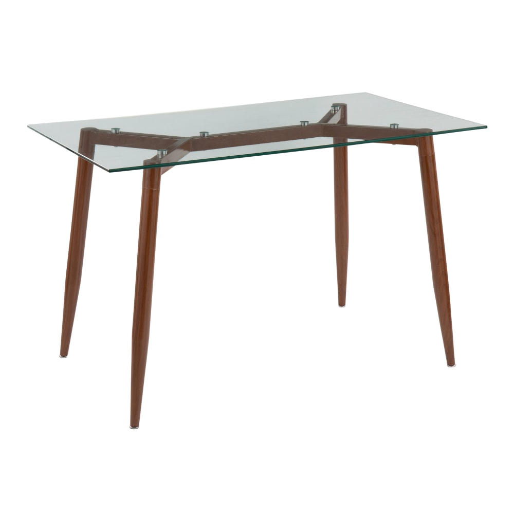 LumiSource Clara Contemporary Table, 30in x 47-1/4in, Walnut/Clear