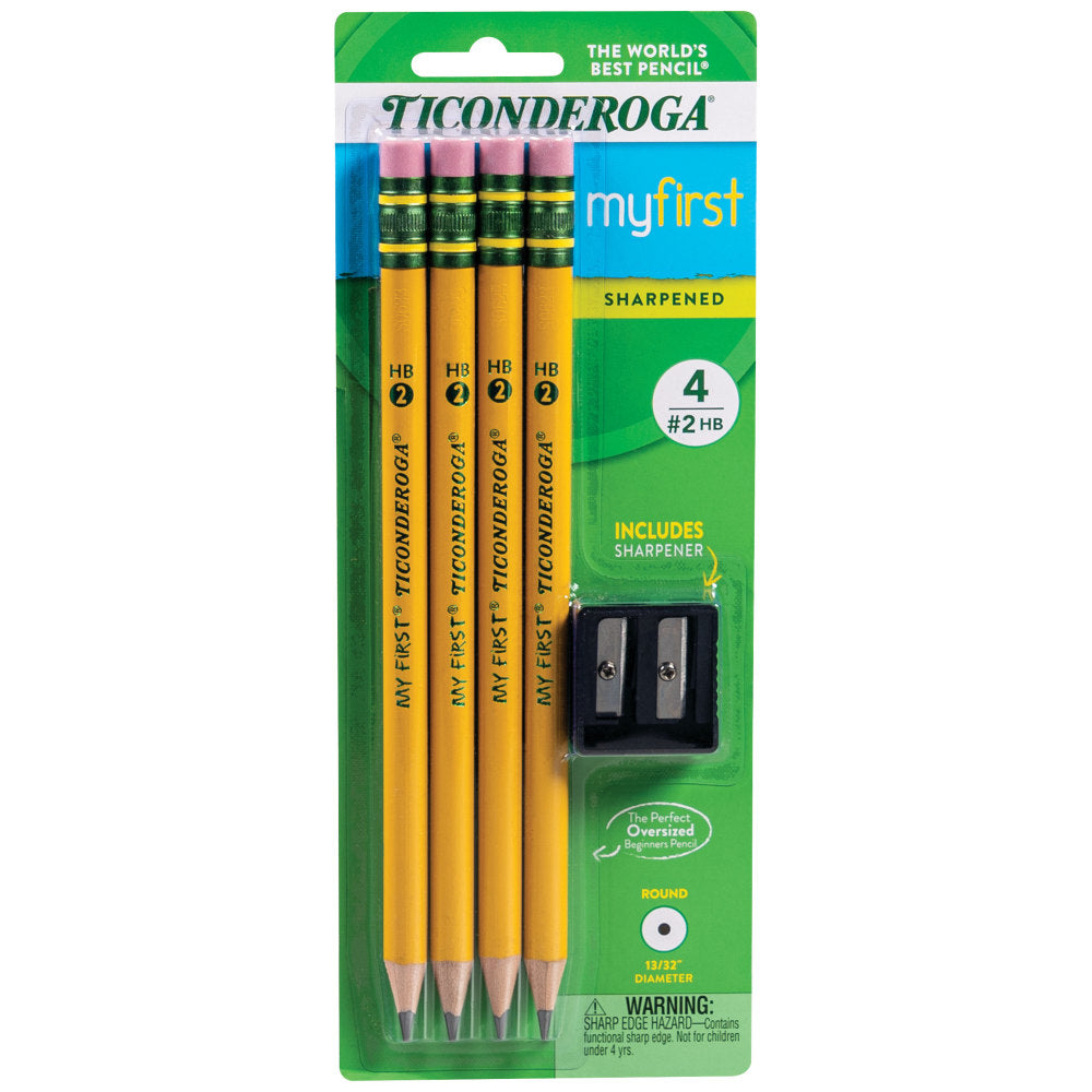 Ticonderoga Beginner Pencils, Presharpened, #2 Lead, Medium Soft, Pack of 4