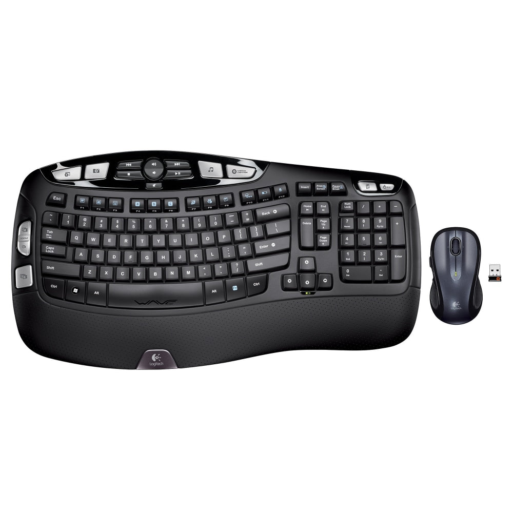 Logitech MK550 Wireless Contoured Keyboard & Ambidextrous Mouse, Dark Silver