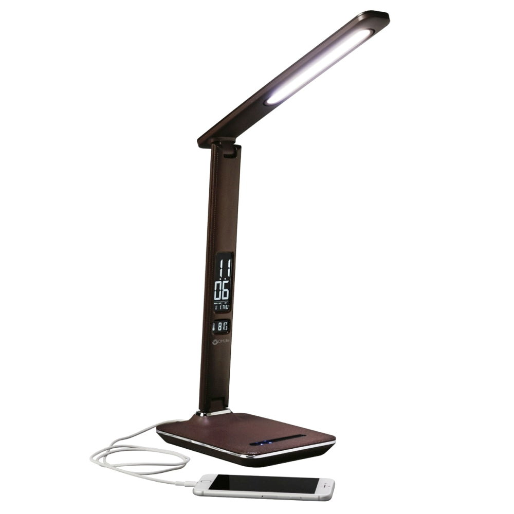 OttLite Wellness Series Renew LED Desk Lamp, Adjustable Height, 14-3/4inH, Brown Shade/Brown Base