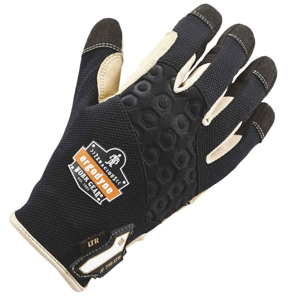 Ergodyne ProFlex 710LTR Heavy-Duty Leather-Reinforced Gloves, Large, Black